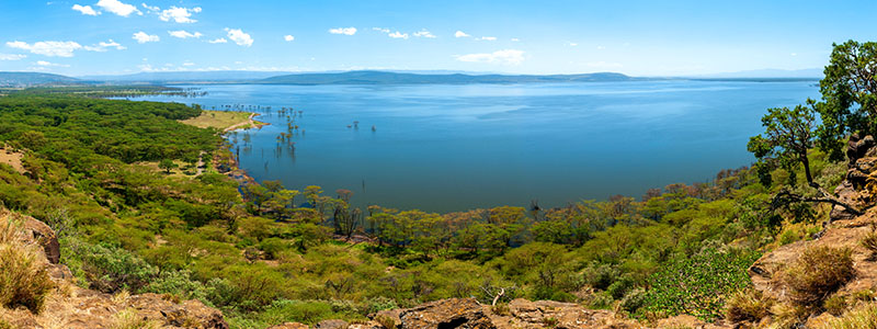 a view from the mountains to Lake Nakuru National Park