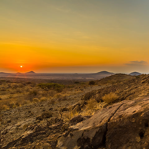 sunset at the Chalbi Desert